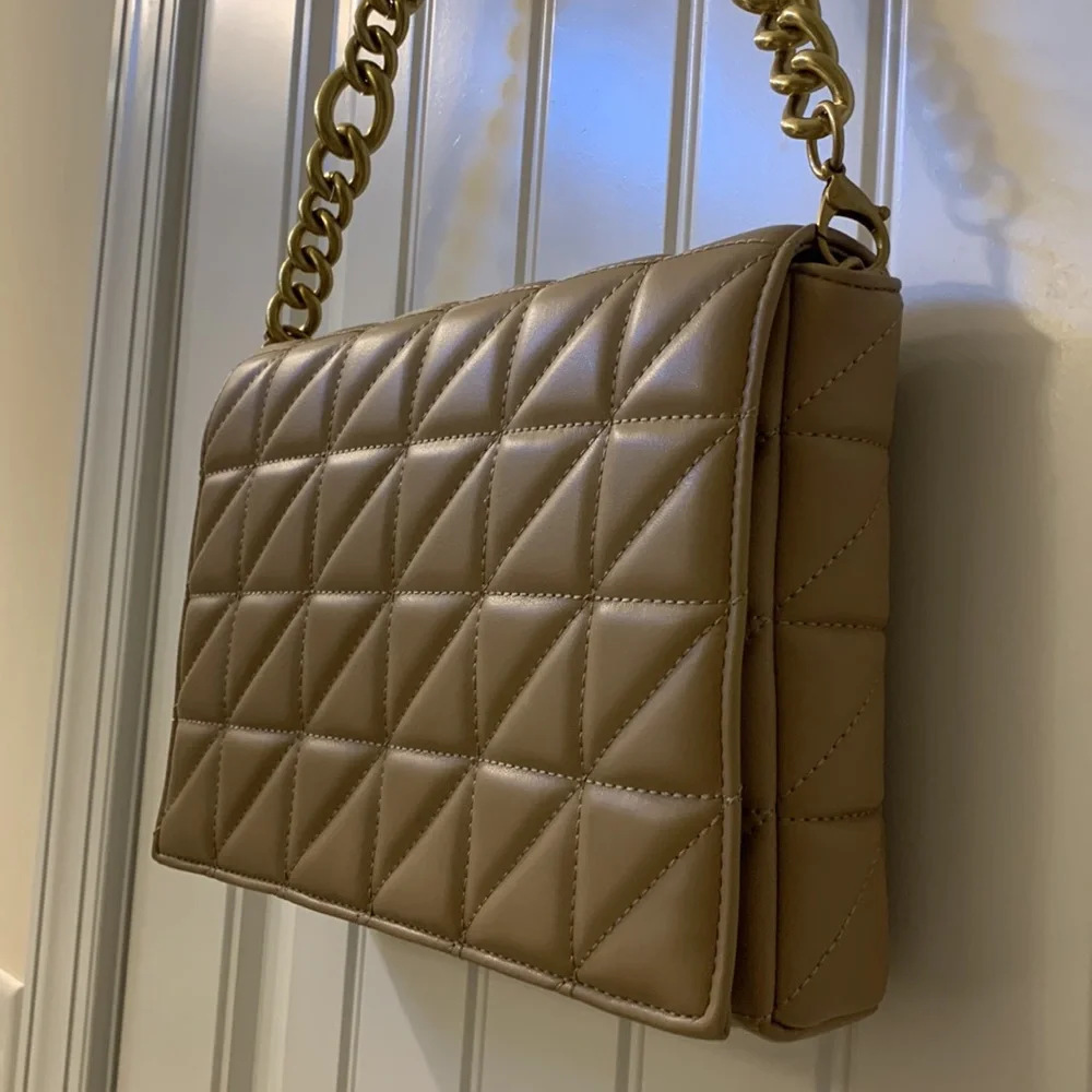 Zara Beige Quilt Leather Bag - Picture 7 of 10